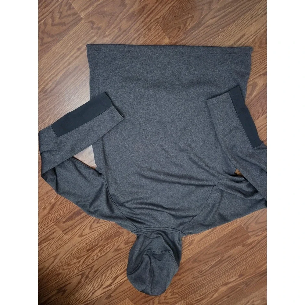 The North Face Mens Full Zip Fleece Hoodie Gray Heather Jacket‎ Red Blue Trim L